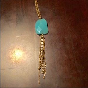 Gold and Turquoise Tassel Necklace